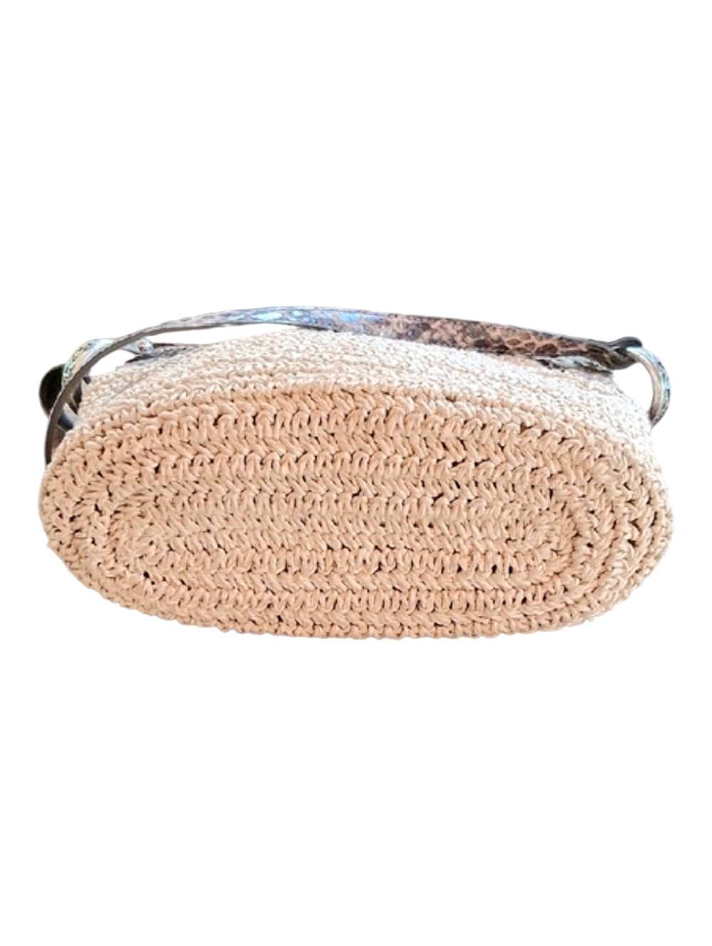 Brighton Leela Crochet Crossbody Bag Snakeskin Embossed Leather Trim - Picture 3 of 10